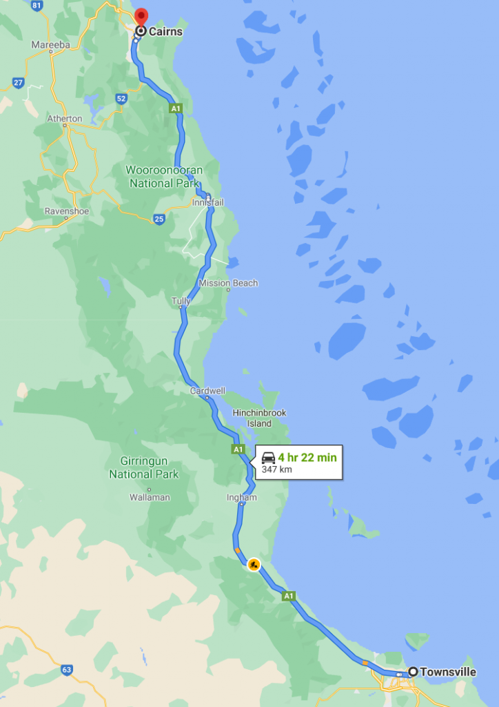 Bus transfers Townsville to Cairns